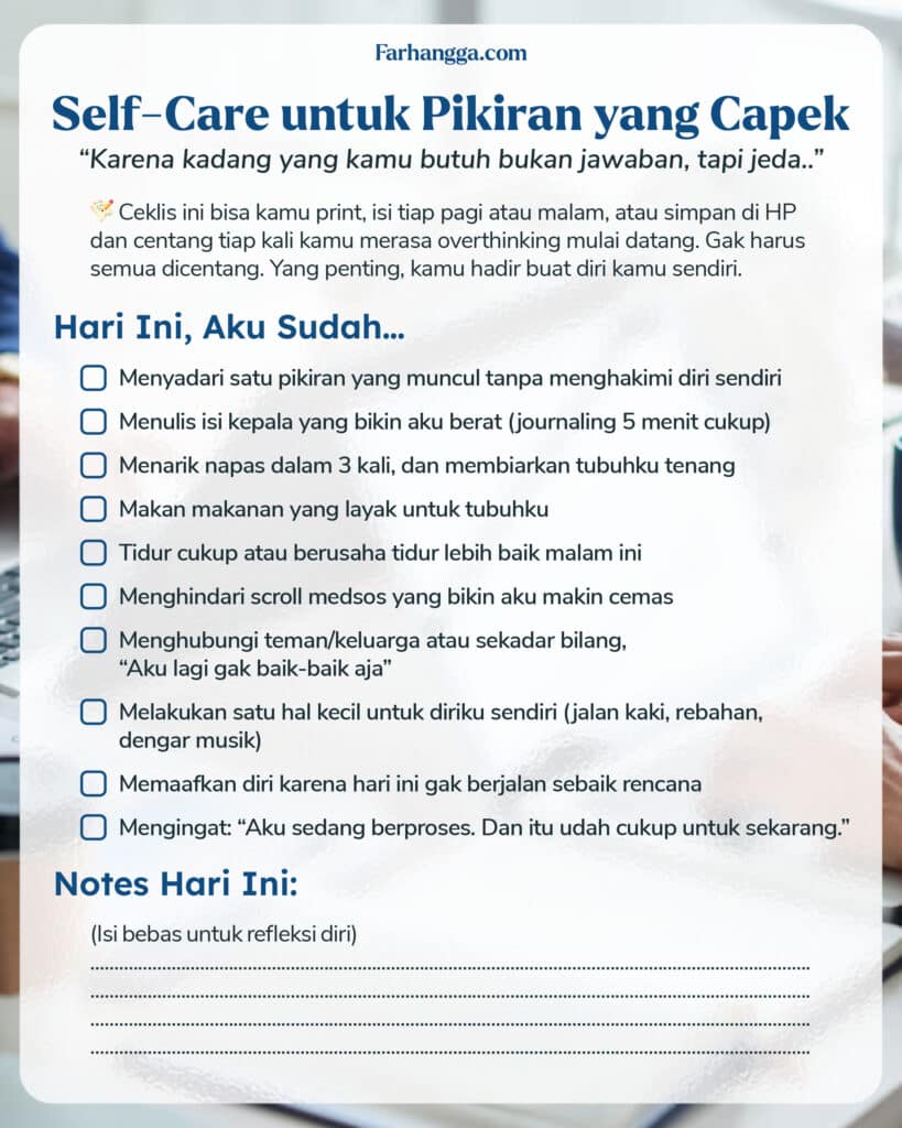 Checklist Print Cara Mengatasi Overthinking